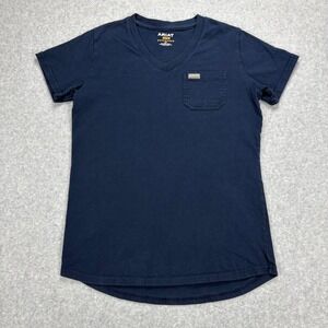 Ariat Rebar Pocket Tee Womens S Navy Blue V-Neck Short Sleeve Workwear Utility